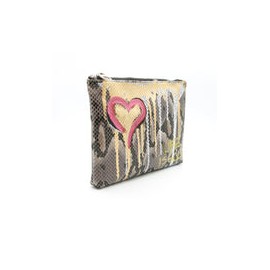 Bolsa Artística tipo neceser "Vibrante Corazón Dorado"