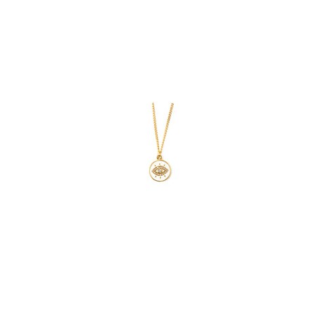 Collar Ojo circular Blanco y Dorado