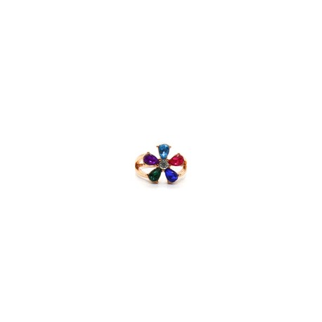 Anillo Dorado Flor de Colores