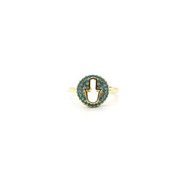 Anillo Dorado Mano de Hamsa