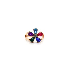 Anillo Dorado Flor de Colores