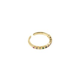 Anillo Dorado Churumbela Piedras Colores