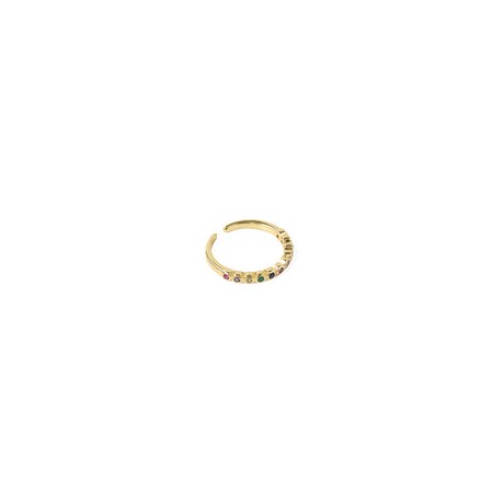 Anillo Dorado Churumbela Piedras Colores