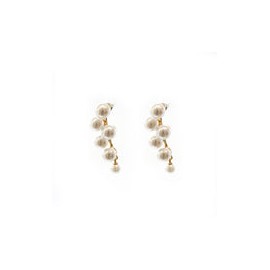 Aretes Nube de Perlas Luminosas en Engaste Dorado