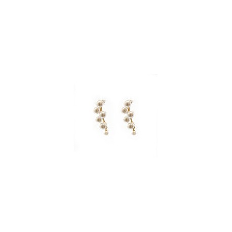 Aretes Nube de Perlas Luminosas en Engaste Dorado