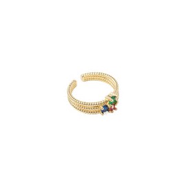 Anillo Dorado Piedras Colores