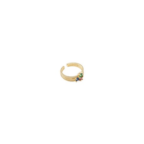 Anillo Dorado Piedras Colores