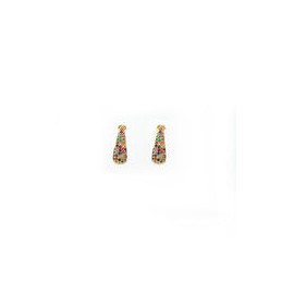 Aretes Mosaico de cristales multicolor en Engaste Dorado