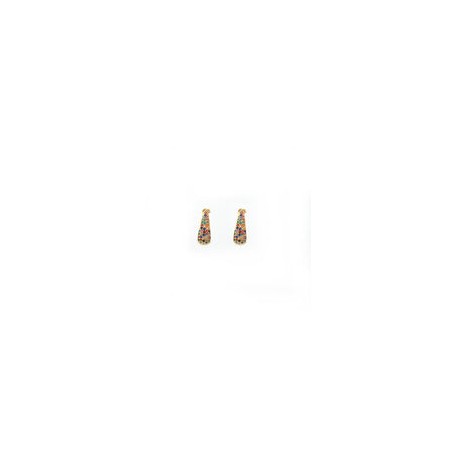 Aretes Mosaico de cristales multicolor en Engaste Dorado